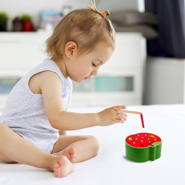 Epleformet magnetisk pinne-ormefangstspill for pedagogiske leker for barn