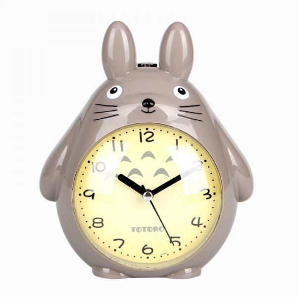 Växande väckarklockor för sovrum, tecknad väckarklocka Totoro väckarklocka nattlampa, studentbarns heminredning skrivbordsklocka (grå)