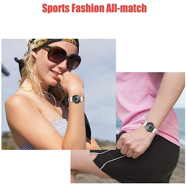 Sport Nylon Flätade Band Kompatibel med Samsung Galaxy Watch, 20mm Klockarmband Rem för Kvinnor Män Regnbågsfärger