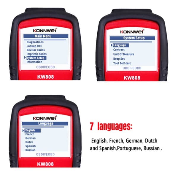 KONNWEI KW808 Auto OBDII Kodeavleser 2,8\" Stor Skjerm OBD2 Skanner Sjekk Bil Motorlys Feilkodeanalysator