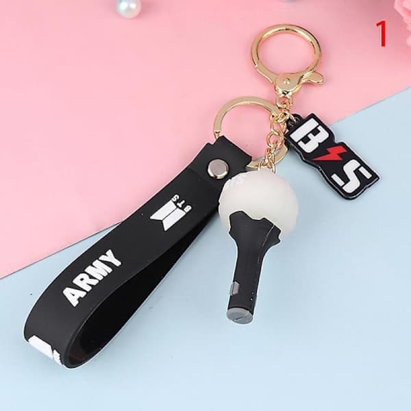 1 st Kpop Bts Twice Nct Exo Blackpink Got7 Light Stick Hänge Nyckelring Snodd