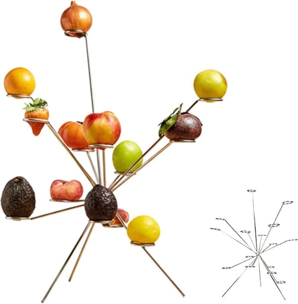 Exploded Fruit Bowl: Exploding Fruit Bowl Stand Fireworks on the Dinner Table Stainless Steel Aesthetic 360° Display Stand Creative Centerpiece