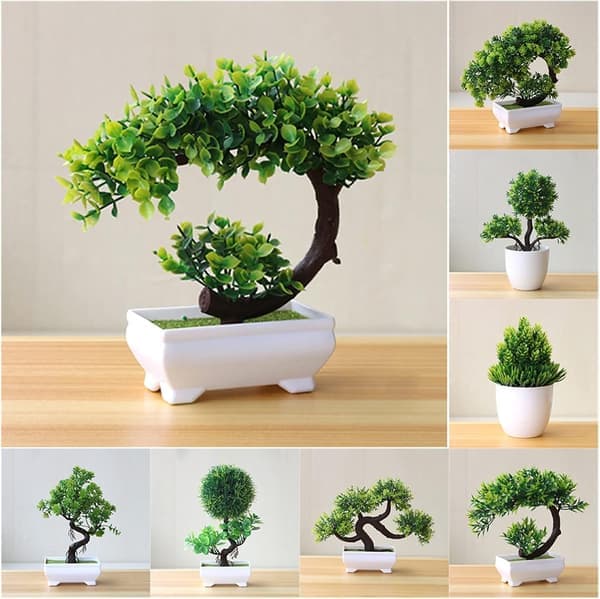 Artificial Plants Potted Grass Balls Bonsai Small Trees Home Decor Flower Decorations (Fortune Boss Green)