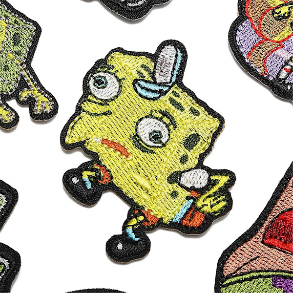 15 st Spongebob Squarepants-tema Broderade Strykjärnspåsar, DIY Sy Applikationslapp, Sy På/Strykjärnspås för Jeans, Byxor, Kläder, Jacka,