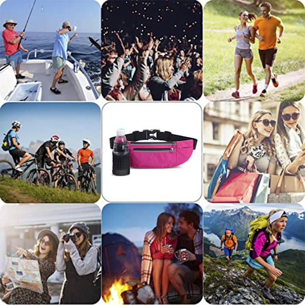 Fanny Pack med vattenflaskhållare, vattenavvisande, lätt för utomhuscamping, fitness, vandring