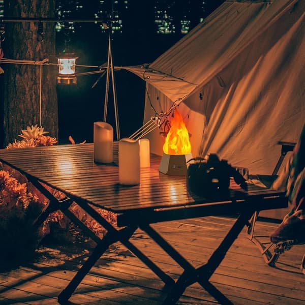 USB oppladbar LED-lampe med flammeeffekt og 3 lysmoduser