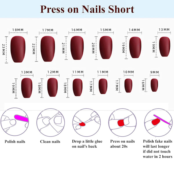 Nagelspetsar med nagellim, 1 st akrylnagelfulltäckande falsk nagelspets