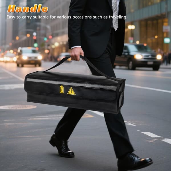 2-pack E-cykel Batteri Brandsäker Box - 1400°C Motstånd, Vattentät & Explosionssäker Väska för Säker Förvaring & Transport