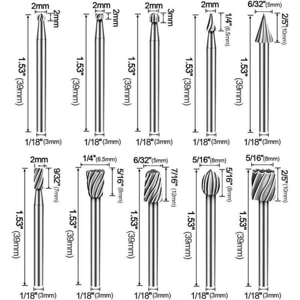 HSS Router Bits, 20 Pieces 3mm 1/8\" Shank Wood Milling Accessory Kit, Router Bits for Dremel Foredom Proxxon Rotary Multi-Tool.