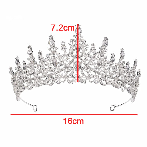 Rhinestone Tiaras och kronor för kvinnor och flickor, Elegant Princess Silver Crown pannband med kam, håraccessoarer för brud stil 1