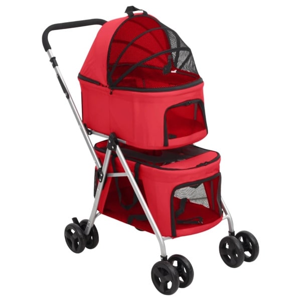 vidaXL Hopfällbar hundvagn dubbel röd 83x48x97 cm oxfordtyg Röd