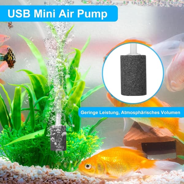 Akvarieluftpump Mini USB Bubblare Akvarium Syrepump för Akvarium med Luftsten