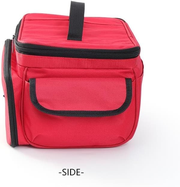 Large First Aid Bag Red Medical Storage Multi-Compartment PVC Interior Elastic Straps Emergency Kit Storage (Red)