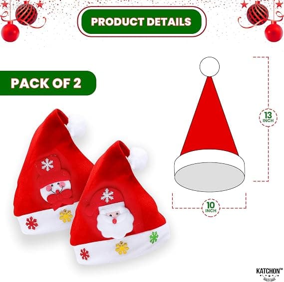Röda Julhattar för Barn - 2-pack, 25x33 cm | Tomtehattar för Barn, Julklappar för Juldekorationer