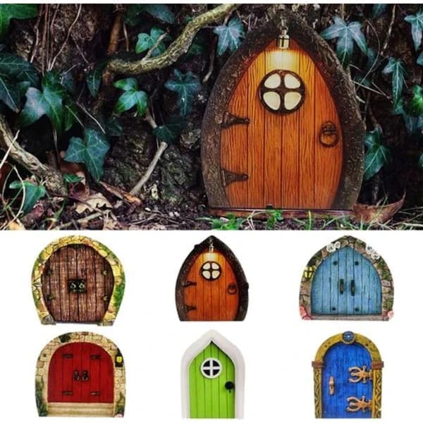 6-pak havens fe-døre, julemandsdøre, 2 mm tykke miniature fe-døre, julemandsdøre
