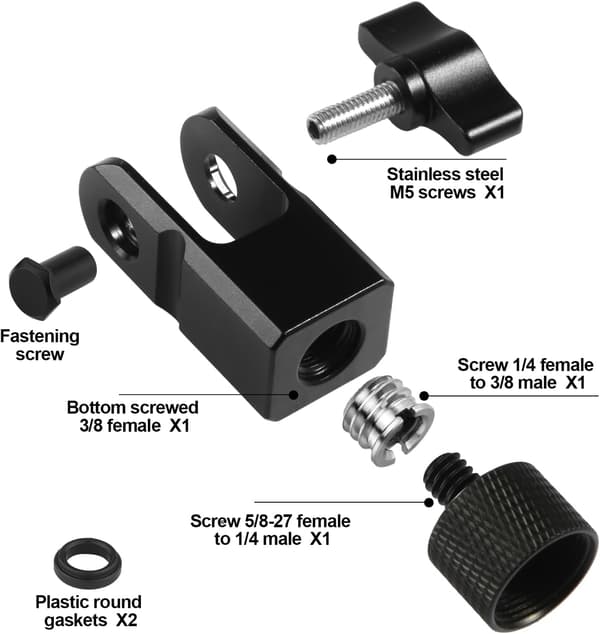 Mikrofonadapter 3/8-tommer eller 1/4-tommer mikrofonadapter til QuadCast-mikrofon