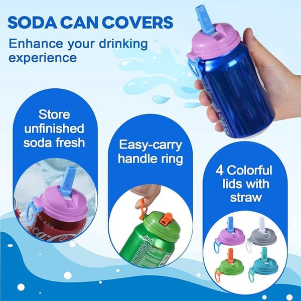 4-pack Magnetic Soda Can Lids, Reusable BPA-Free – Keeps Fresh, Insect and Dust Proof for Beach BBQ