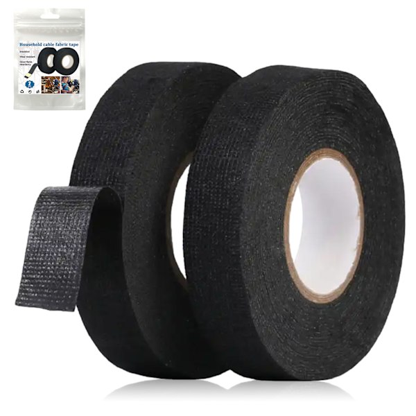 Isoleringstejp, 2-pack svart tygtejp eltejp 19 mm x 15 m isoleringstejp kabelstam tejp reparation elektrisk tejp