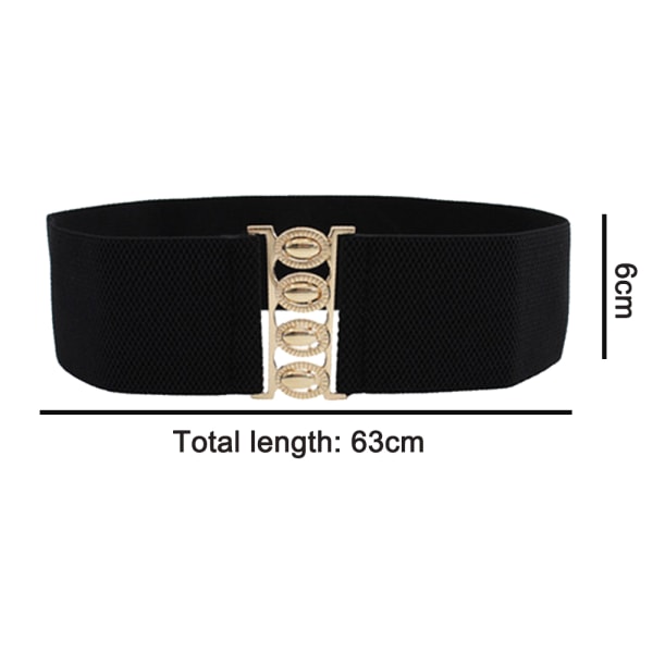 Bred elastisk midjebälte stretch midjeband retro spänne bälte