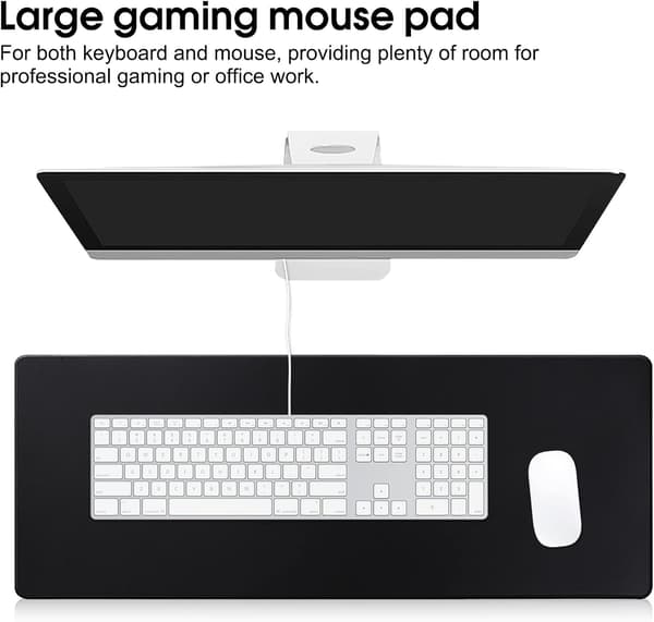 Stor musematte 60 x 30 x 0,3 CM for tastatur, skrivebordsmusematte med glatt overflate og sklisikker gummibase