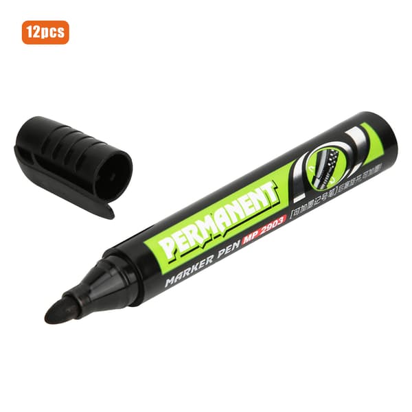 12 pcs large capacity whiteboard pens, erasable plastic shell, office supplies, black