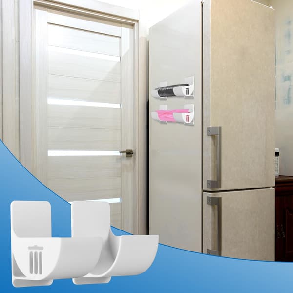 2.5 inch Small Trash Bag Holder 4 Pcs Wall Mounted Plastic Kitchen Organizer Multifunctional Home Storage White