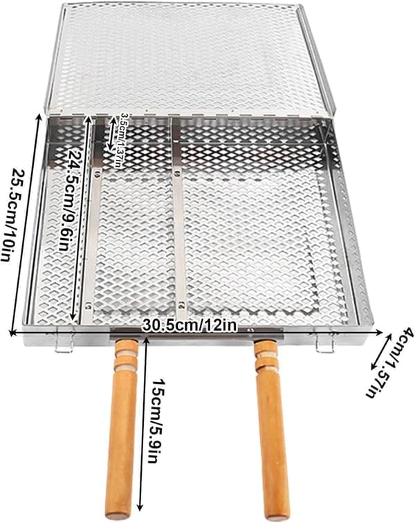 Grillkurv i rustfritt stål med håndtak, utendørs grilltilbehør for Churrasco