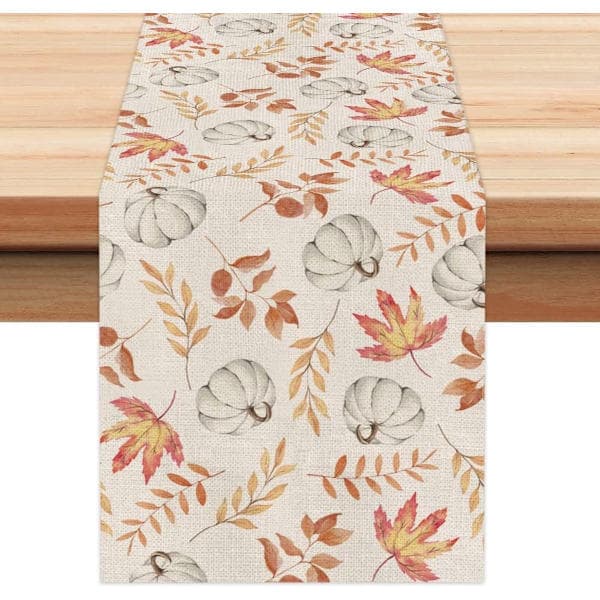 Dug - Dug - Udendørs dug - 2 stk. orange græskar ahornblad efterårsdug, orange farve - 33x180cm