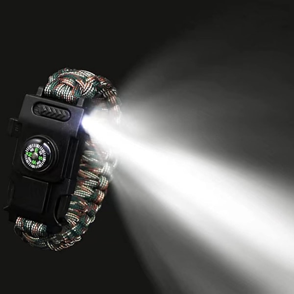 Multifunktionell Armbandskompass Paracord Armband Överlevnadsarmband