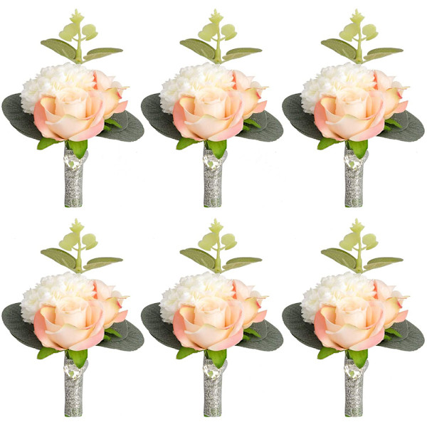 Boutonniere handledsblomsset, konstgjord ros herr dam handledsbloms armband boutonniere, bröllop bal fest blommor accessoarer stil 1