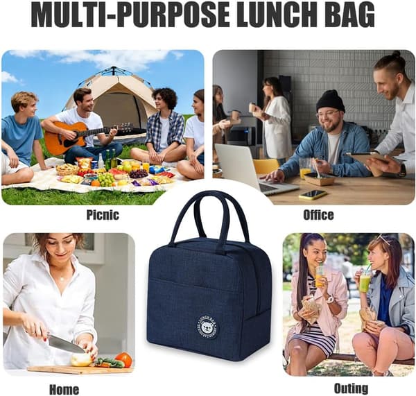 Ny bærbar isolert matboks/kjølebag (marineblå) 23*21*13cm Navy Blue
