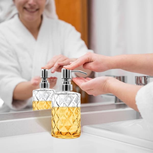 12-ounce glas håndspritdispenser med pumpe i rustfrit stål – genanvendelig flydende håndspritdispenser