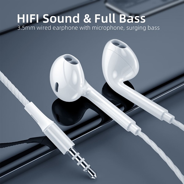Essager Earbud 3.5mm Hörlurar 1.2m Vit