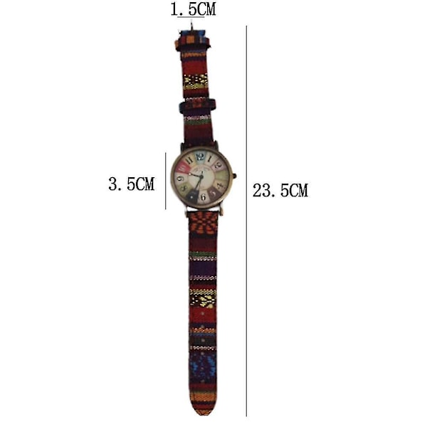 Kvinnor Retro Bohemian Boho Hippie Klocka Dam Mjuk Flätad Flerfärgad Regnbågsmönster Vävd Rem Armbandsur [LGL] Red Red