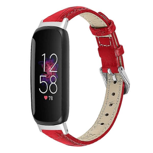 Erstatningsrem til Fitbit Inspire 3, Bambusmønstret PU-læder, Justerbar Urrem Red