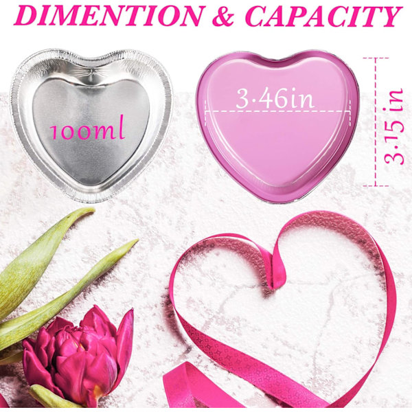 Aluminiumfolie kakform hjärtformad cupcakeform med lock 100 ml/ 3,4 uns engångs minikakformar med lock för Alla hjärtans dag mors dag