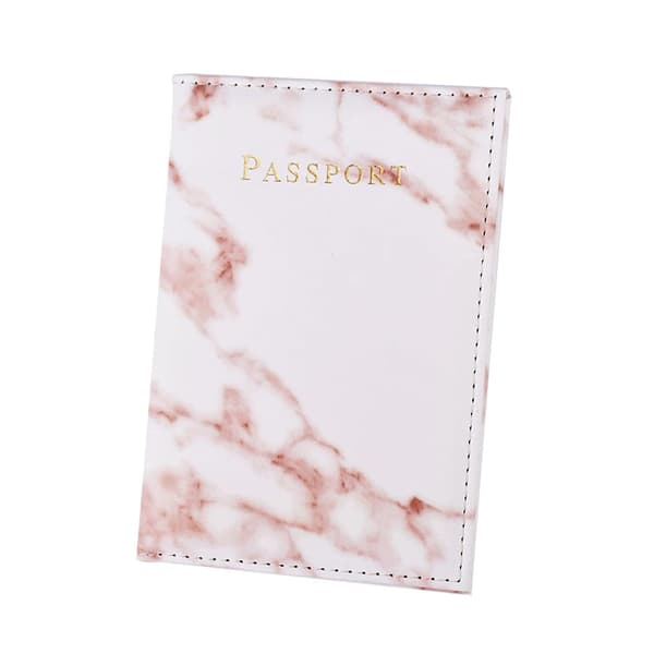 Pasfodral Pasindehaver Rosa Marmor Læder Guld hvid white