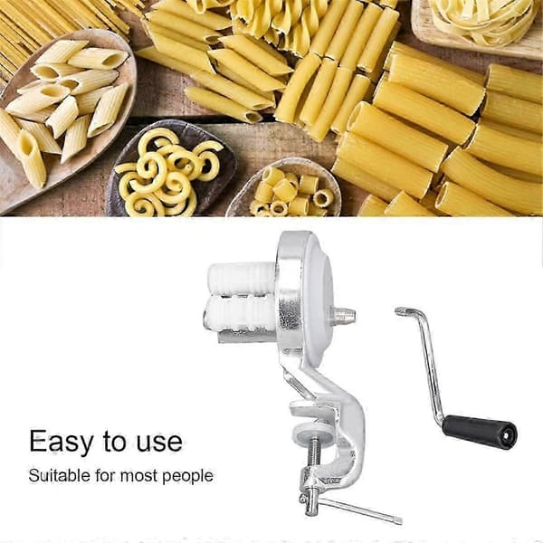 Manual Macaroni Machine, Cavatelli Machine for Authentic Italian Pasta, Portable Hand-Cranked Noodle Press Silver