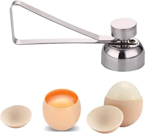 Egg Cracker Topper, Eggåpner Eggeskallkutter Kjøkken. Perfekt mykkokt eggkutter for rå/myke hardkokte egg sølv