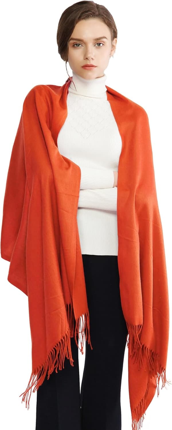 Dame Pashmina Sjaler og Wraps til Bryllupssjaler til Kvinder Vi Burnt Orange