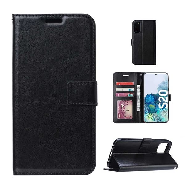 Galaxy S20 Wallet Case Black Leather Skin Case Black black