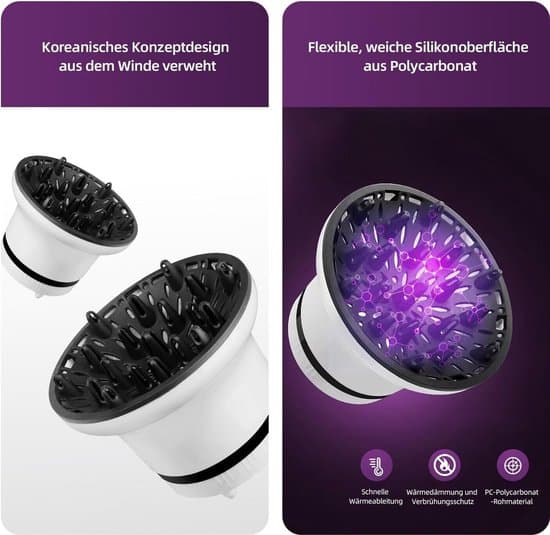 Profesjonelt hårfønertilbehør med diffuser, universelt diffuserfeste, justerbar hårfønerdiffuser, egnet for krøllete og bølgete hår.