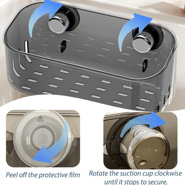 Sponge Holder with Strong Suction Cup Dish Sponge Caddy Inside Sink Removable Sink Organizer for Dishcloth Brush Scrubber