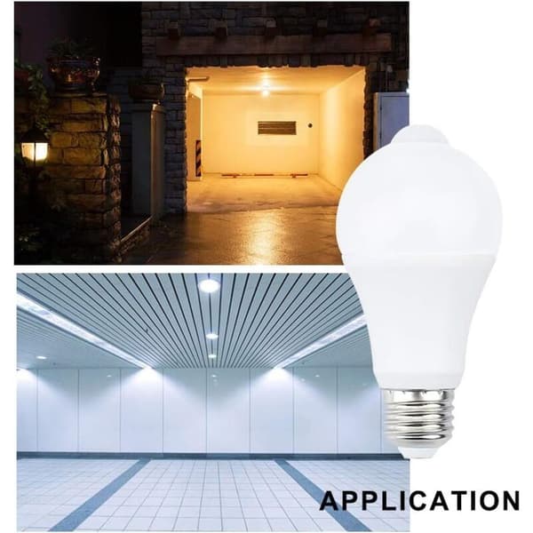 E27 LED-pære med bevegelsessensor, smart lys, 9W. Erstatter 90W energisparepære. 120° spredningsvinkel, hvit, E27, 9W