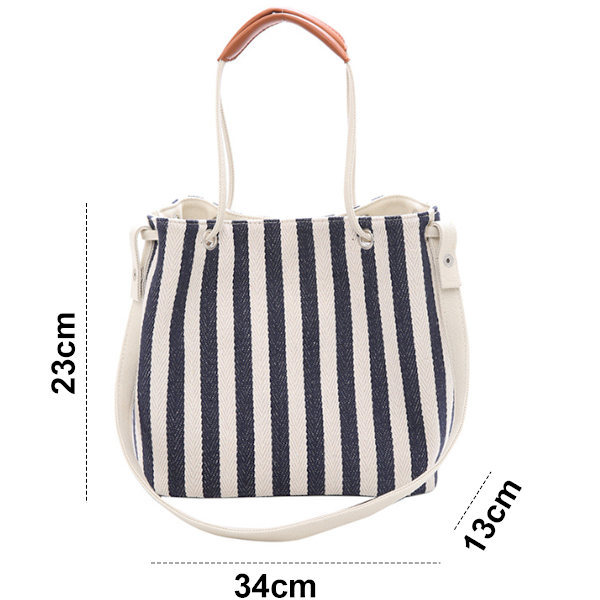 Dam Canvas Sommar Tote Väskor Liten Medium Strandväska Axelväska Daglig Arbets Handväska för Semester Resa Pool