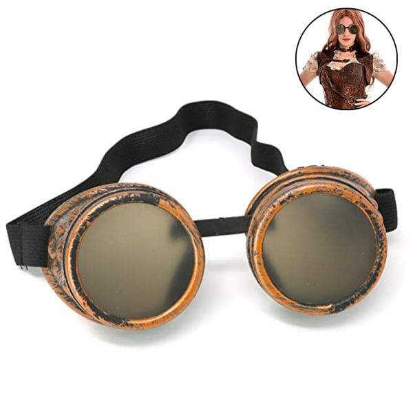 Retro Steampunk Goggles Glasögon Vintage Solglasögon Cyber ​​Goggles Punk Gothic Glasögon för Halloween Cosplay kostymer
