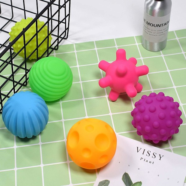 Baby Sensorisk Leksak, Spädbarn Sensorisk - Squeeze Ball Texture Multi Massage Mjuka Bollar Set, 6 st