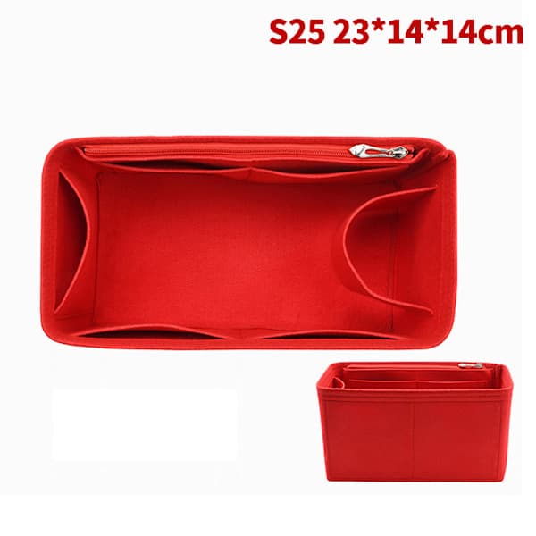 Bag Organizer Felt Fabric Insert 25 30 35 Makeup Handbag Red Red StyleB S