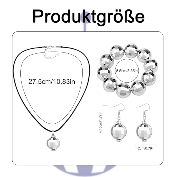 Disco-stil smyckes trio, örhängen, halsband, armband, fashion runda örhängen halsband, minimalistisk disco-hänge, lämplig för fester och dagligen
