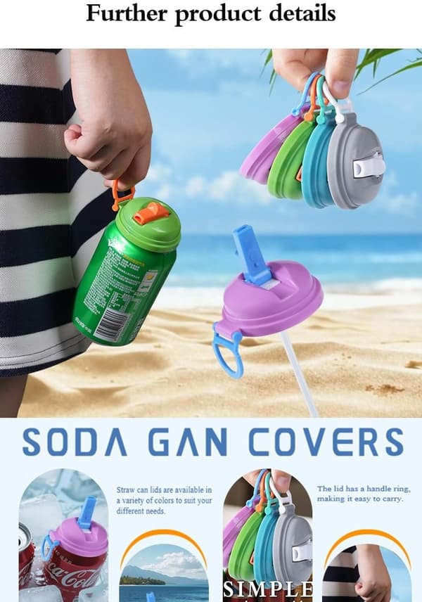 4-pack Magnetic Soda Can Lids, Reusable BPA-Free – Keeps Fresh, Insect and Dust Proof for Beach BBQ